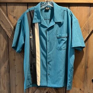 Steady Clothing Palm Springs Cocktail Blue Bowling Button Down Shirt XL